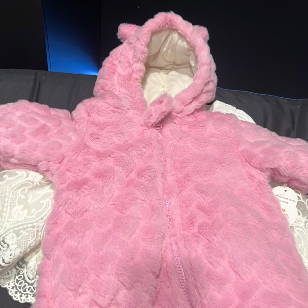 Brand new pink baby coat with hearts